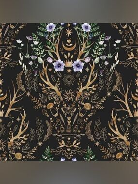 Vampy Goth NWT 5 Rolls Floral Botanical Deer Wallpaper Peel & Stick Decor Spring